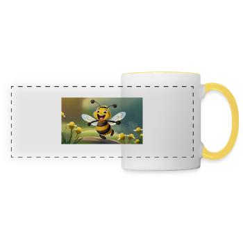 Pun ambiguous expression – HapBee (Happy Bee) - Panoramic Mug - white/yellow - Front