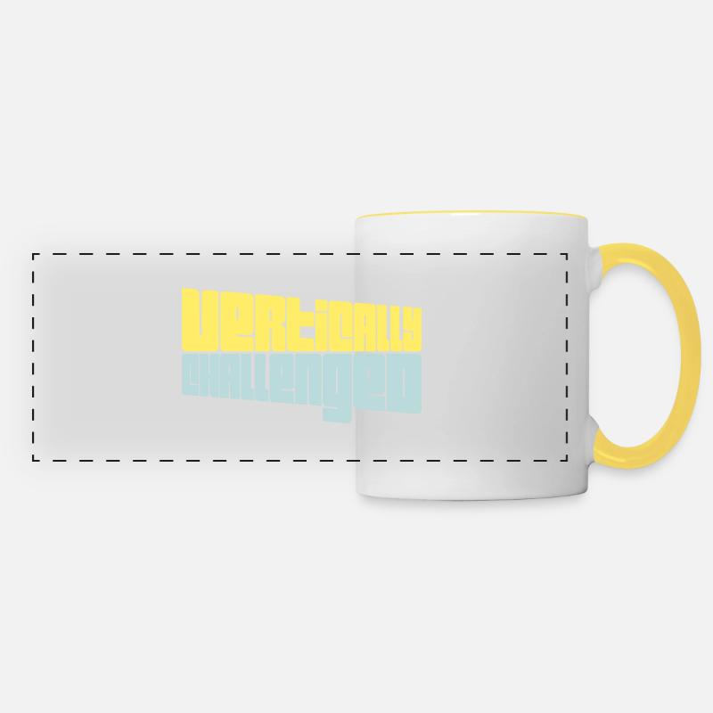 Vertically Challenged Funny Short People Joke Men - Panoramic Mug - white/yellow
