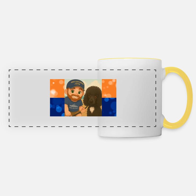 Senior Fluffy Research Assistant - Panoramic Mug - white/yellow