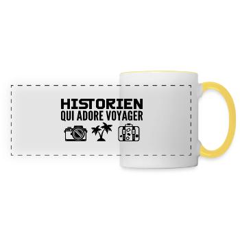 Voyageurs & Historiens : Passion & Découverte - Mug panoramique contrasté et blanc - blanc/jaune - Devant