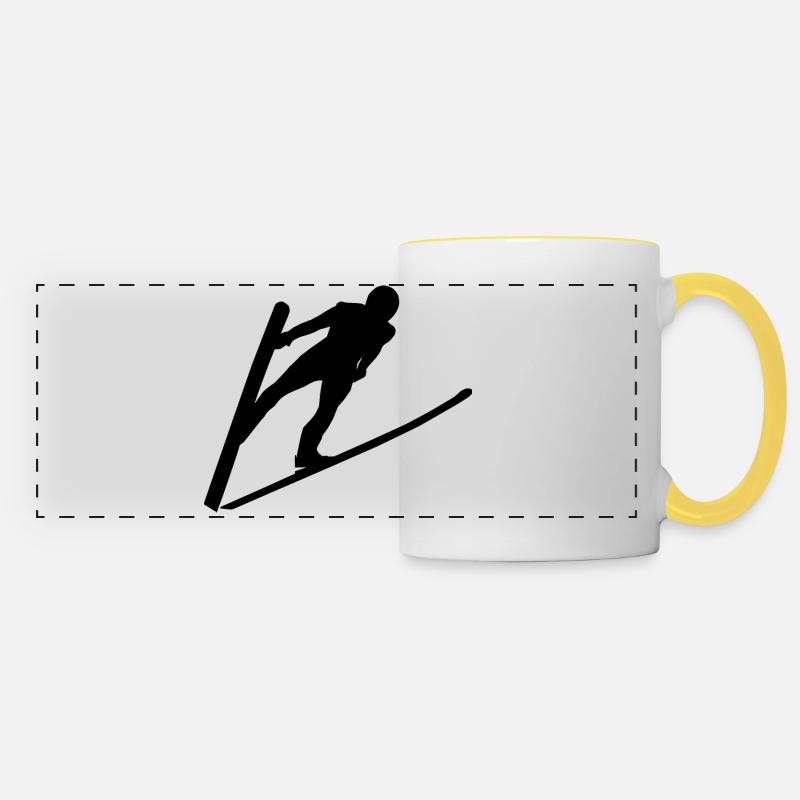 Ski jumping cup for ski jumper coffee cup - Panoramic Mug - white/yellow