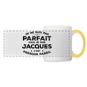 Jacques Un Prénom, Une Attitude L’Humour Jacques - Mug panoramique contrasté et blanc - blanc/jaune - Devant