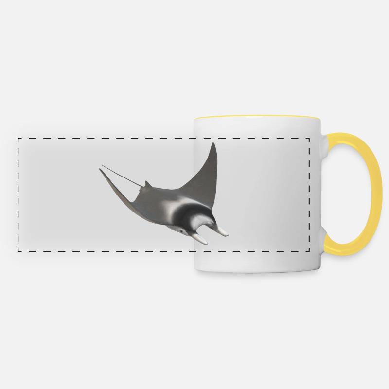Raies 3d - Mug panoramique contrasté et blanc - blanc/jaune