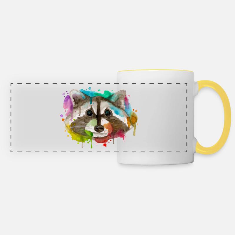racoon - Panoramic Mug - white/yellow
