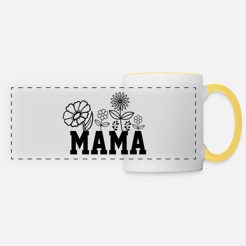 Florale Mama - Panoramatasse - Weiß/Gelb