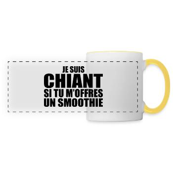 Mann, der es liebt: Smoothie. Lustiger Design-Humor - Panoramatasse - Weiß/Gelb - Vorne