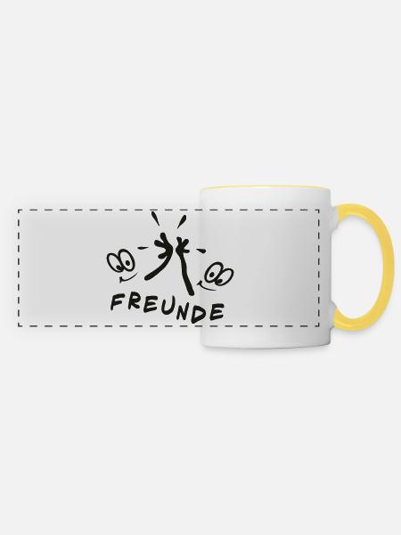 Freunde für immer, Comic - Panoramatasse - Weiß/Gelb