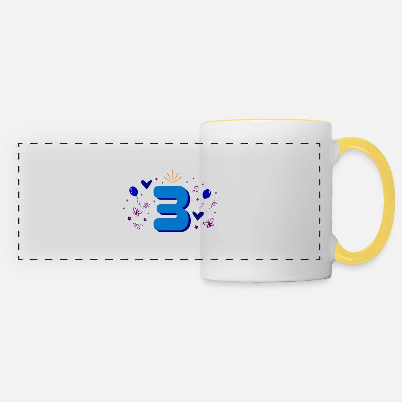 3rd birthday boy - Panoramic Mug - white/yellow