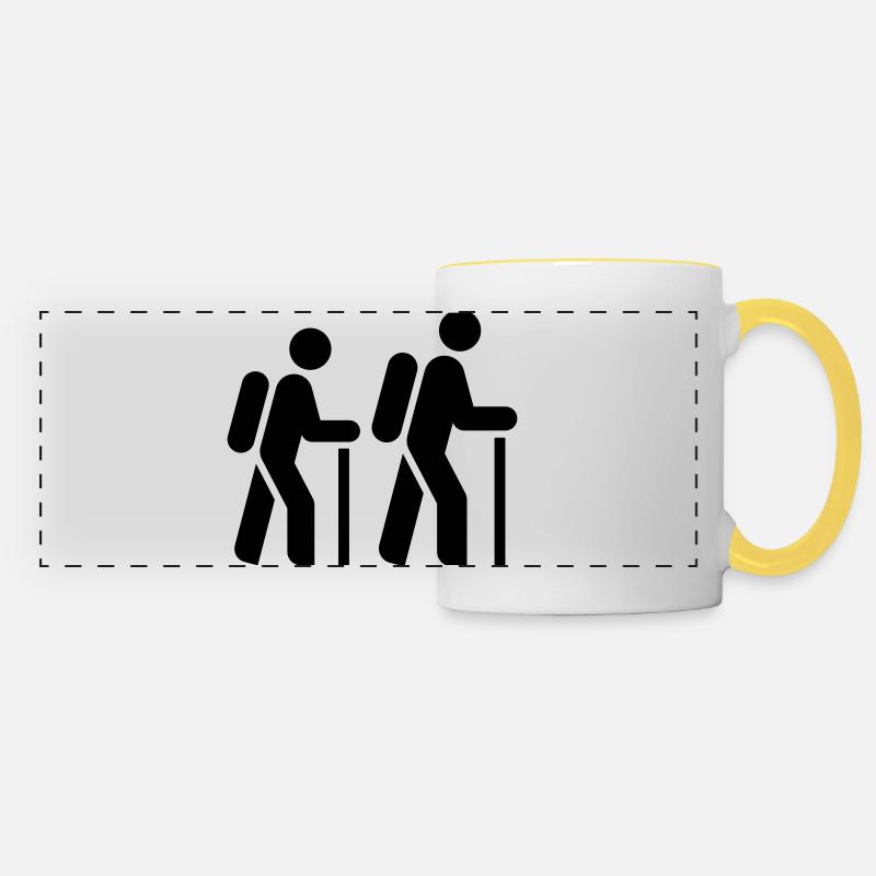 Hiker, Pilgrim, Tourist, Pilgrimage Route - Panoramic Mug - white/yellow