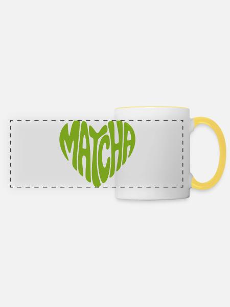 Matcha Herz Form - Panoramatasse - Weiß/Gelb