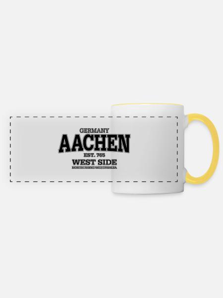 Aachen (black) - Panoramatasse - Weiß/Gelb