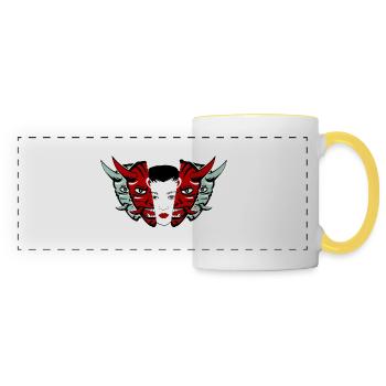 Japanische Masken Oni - Panoramatasse - Weiß/Gelb - Vorne