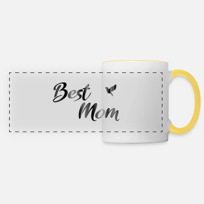 best mom Muttertag Geburtstag Geschenk - Panoramatasse - Weiß/Gelb