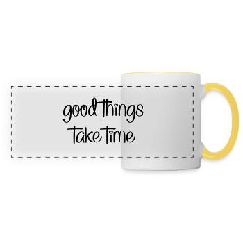 Drôles de dictons pour les impatients - Mug panoramique contrasté et blanc - blanc/jaune - Devant