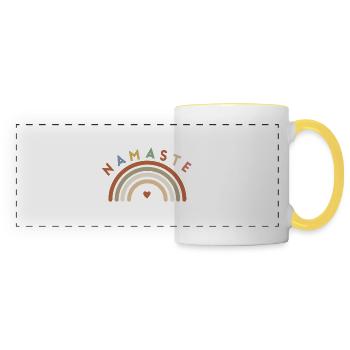 Namaste! Rainbow, customisable - Panoramic Mug - white/yellow - Front