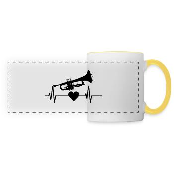 Battement de cœur trompette - Mug panoramique contrasté et blanc - blanc/jaune - Devant