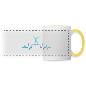 Gymnasts, gymnastics, ECG, pulse, heartbeat, gymnastics - Panoramic Mug - white/yellow - Front