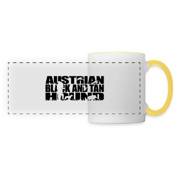 CHIEN NOIR ET BEIGE AUTRICHIEN Chiens de chasse Wilsigns - Mug panoramique contrasté et blanc - blanc/jaune - Devant