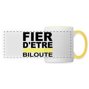 Fier d'être Biloute - Mug panoramique contrasté et blanc - blanc/jaune - Devant