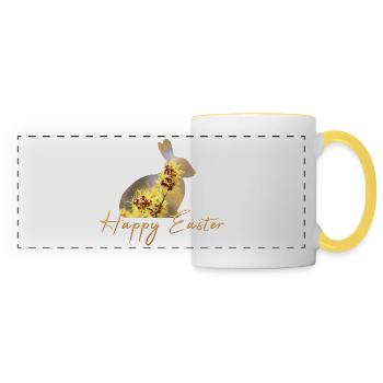 Happy Easter rabbit - Panoramic Mug - white/yellow - Front