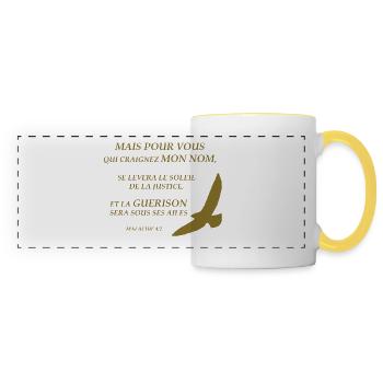 MALACHIE 4:2 - VERSET DE LA BIBLE - CHRETIEN - Mug panoramique contrasté et blanc - blanc/jaune - Devant