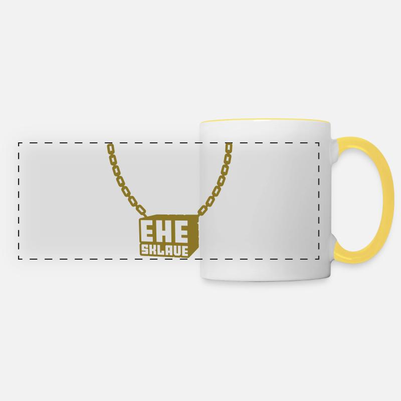 bachelor evening before slave wedding - Panoramic Mug - white/yellow