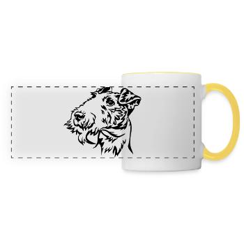 Fox terrier head - Panoramic Mug - white/yellow - Front