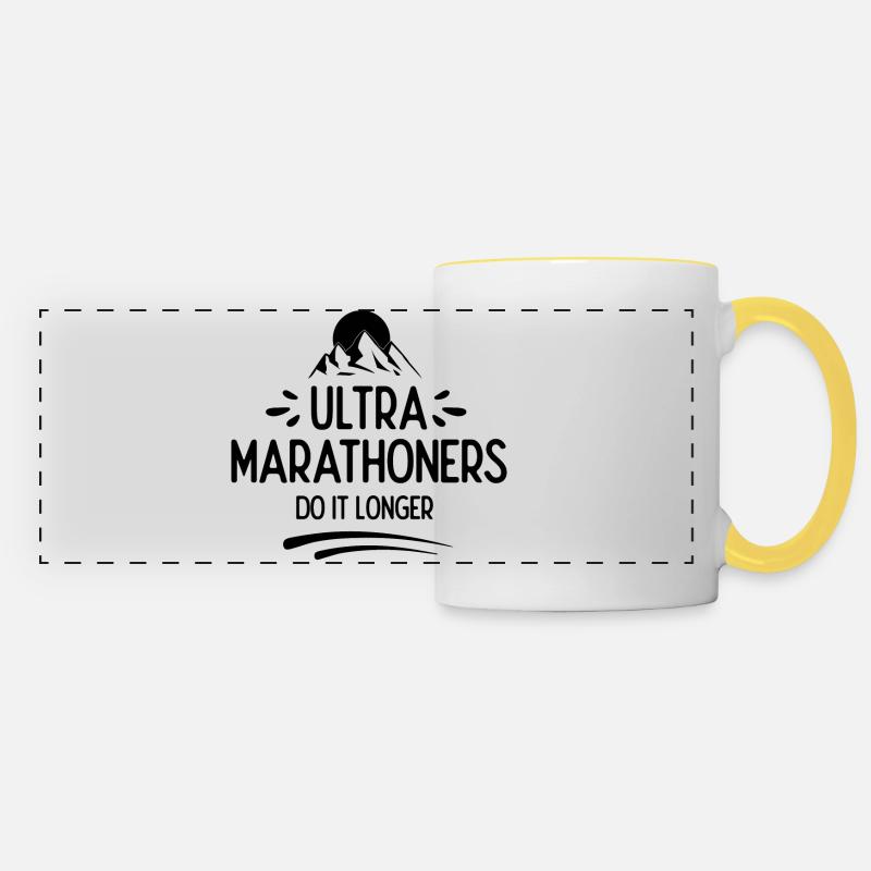 Ultra Marathoners Do It Longer - Panoramic Mug - white/yellow