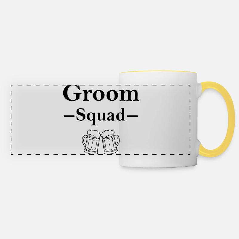 Groom Squad – Bachelor Party Shirt - Panoramic Mug - white/yellow