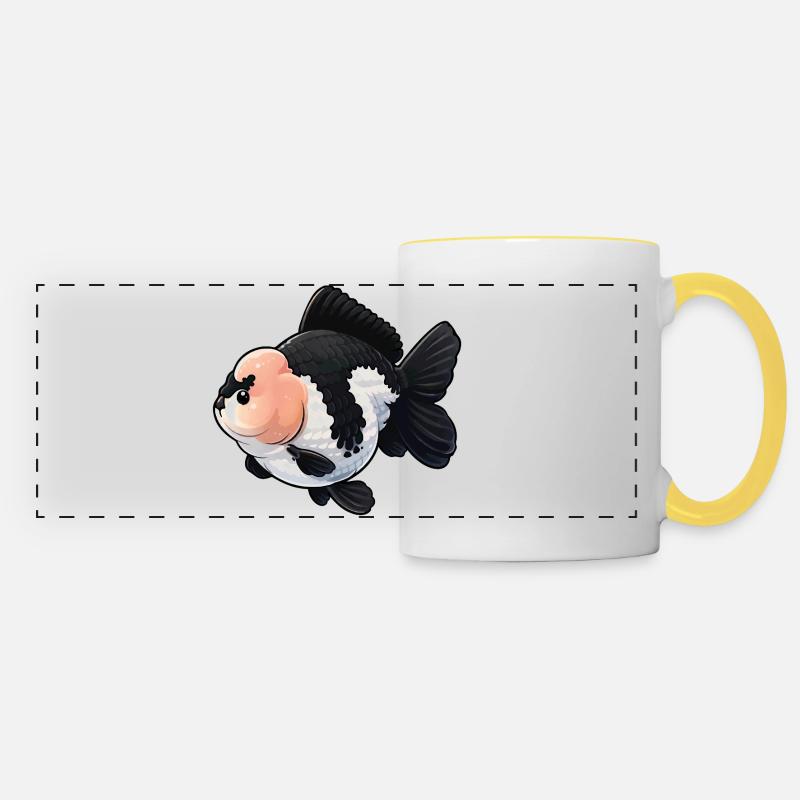 Grade Black & White Oranda High Quality Goldfish - Panoramic Mug - white/yellow