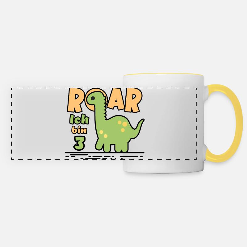 3rd Birthday Dinosaur - Panoramic Mug - white/yellow