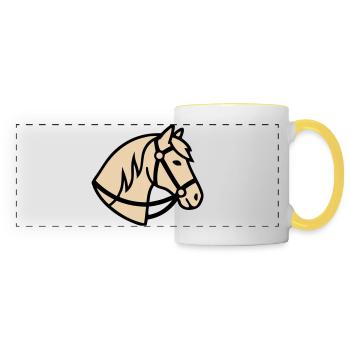 Pony Head Horse Breeder Logo - Panoramic Mug - white/yellow - Front
