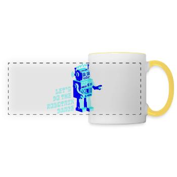 Robotnik danse - vieux robots scolaires - Mug panoramique contrasté et blanc - blanc/jaune - Devant