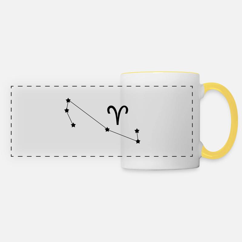 Zodiac constellation, aries - Panoramic Mug - white/yellow