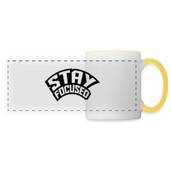 Stay focused bent cool symbol design logo logo - Panoramic Mug - white/yellow - Front
