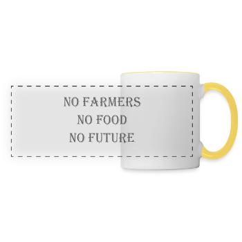 Pas d’agriculteurs Pas de nourriture Pas d’avenir - Mug panoramique contrasté et blanc - blanc/jaune - Devant