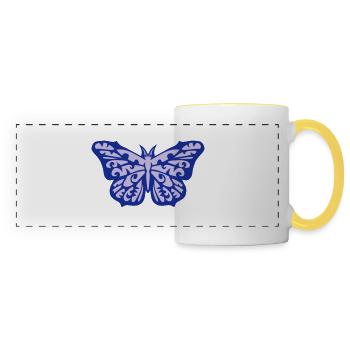 papillon tribal - Mug panoramique contrasté et blanc - blanc/jaune - Devant