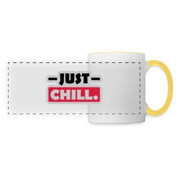 Just Chill Text Logo - Panoramic Mug - white/yellow - Front