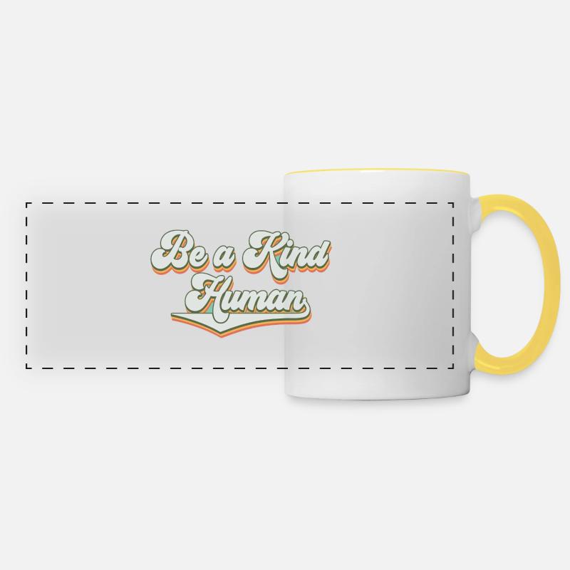 Be a kind human - Panoramic Mug - white/yellow