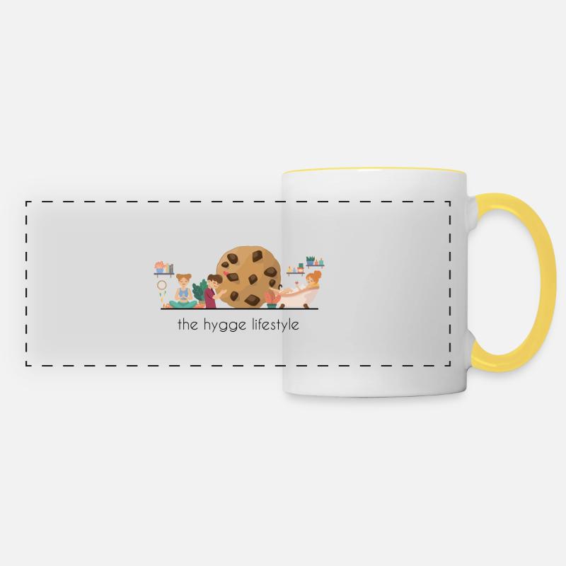 Hygge lifestyle - Panoramic Mug - white/yellow