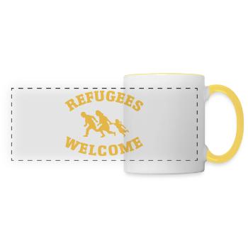 Refugees Welcome - Panoramic Mug - white/yellow - Front