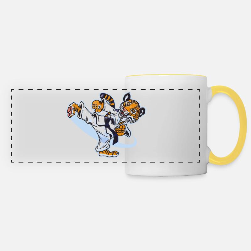 Karate Tiger - Mug panoramique contrasté et blanc - blanc/jaune