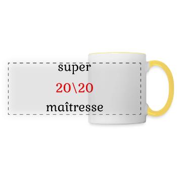 Super maîtresse cadeau maîtresse - Mug panoramique contrasté et blanc - blanc/jaune - Devant