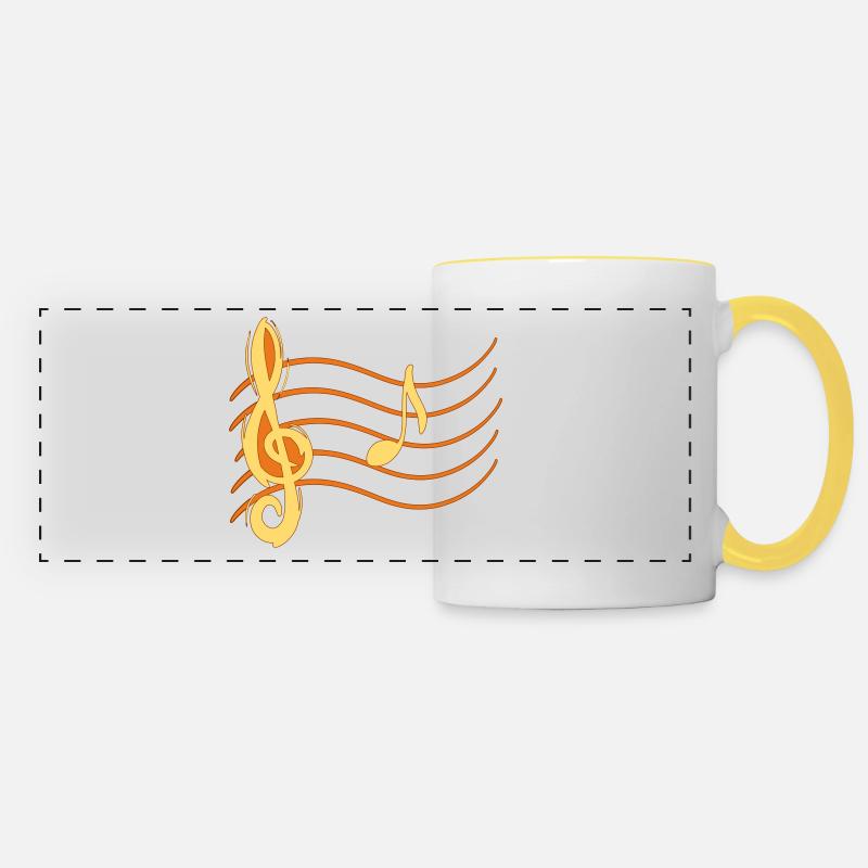 Violin Key Note La / A Note Lines Sheet Music Sheet - Panoramic Mug - white/yellow