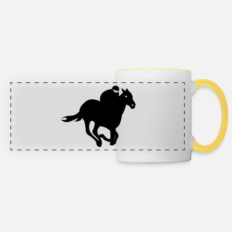 Jockey - Course de chevaux - Mug panoramique contrasté et blanc - blanc/jaune