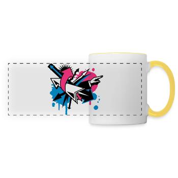 Les flèches dans des directions différentes - Mug panoramique contrasté et blanc - blanc/jaune - Devant