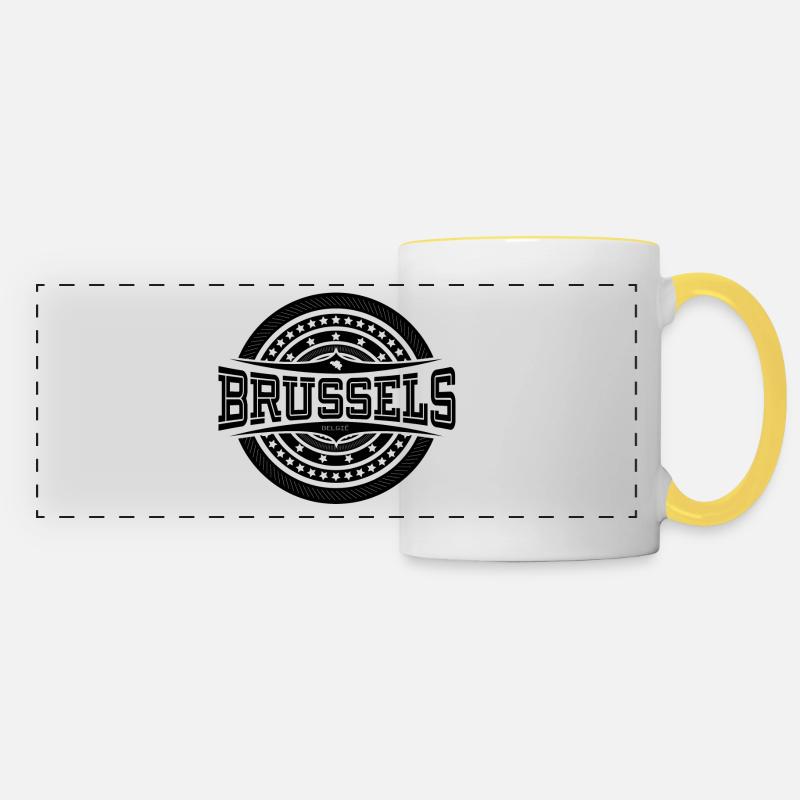 Brussels Black - Mug panoramique contrasté et blanc - blanc/jaune