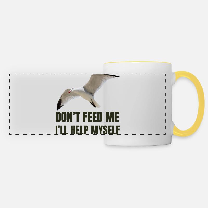 Seagull with Bold Statement - Panoramic Mug - white/yellow
