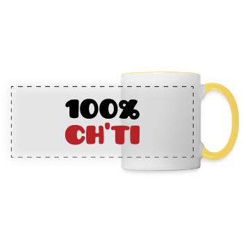 100% Ch'ti - Mug panoramique contrasté et blanc - blanc/jaune - Devant