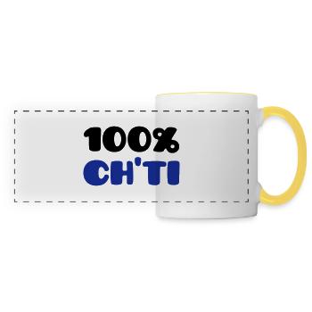 100% Ch'ti (V) - Mug panoramique contrasté et blanc - blanc/jaune - Devant